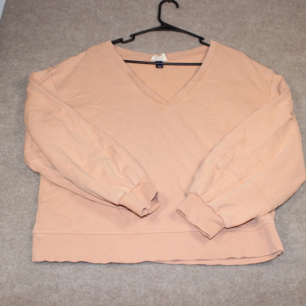 Universal Thread Womens V-Neck Sweatshirt Peach Orange Size L Long Sleeve